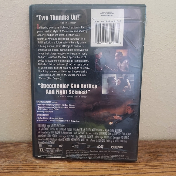 Equilibrium (DVD, 2003) Pre-Owned Tested Working Great Condition Good Movie - Picture 2 of 2